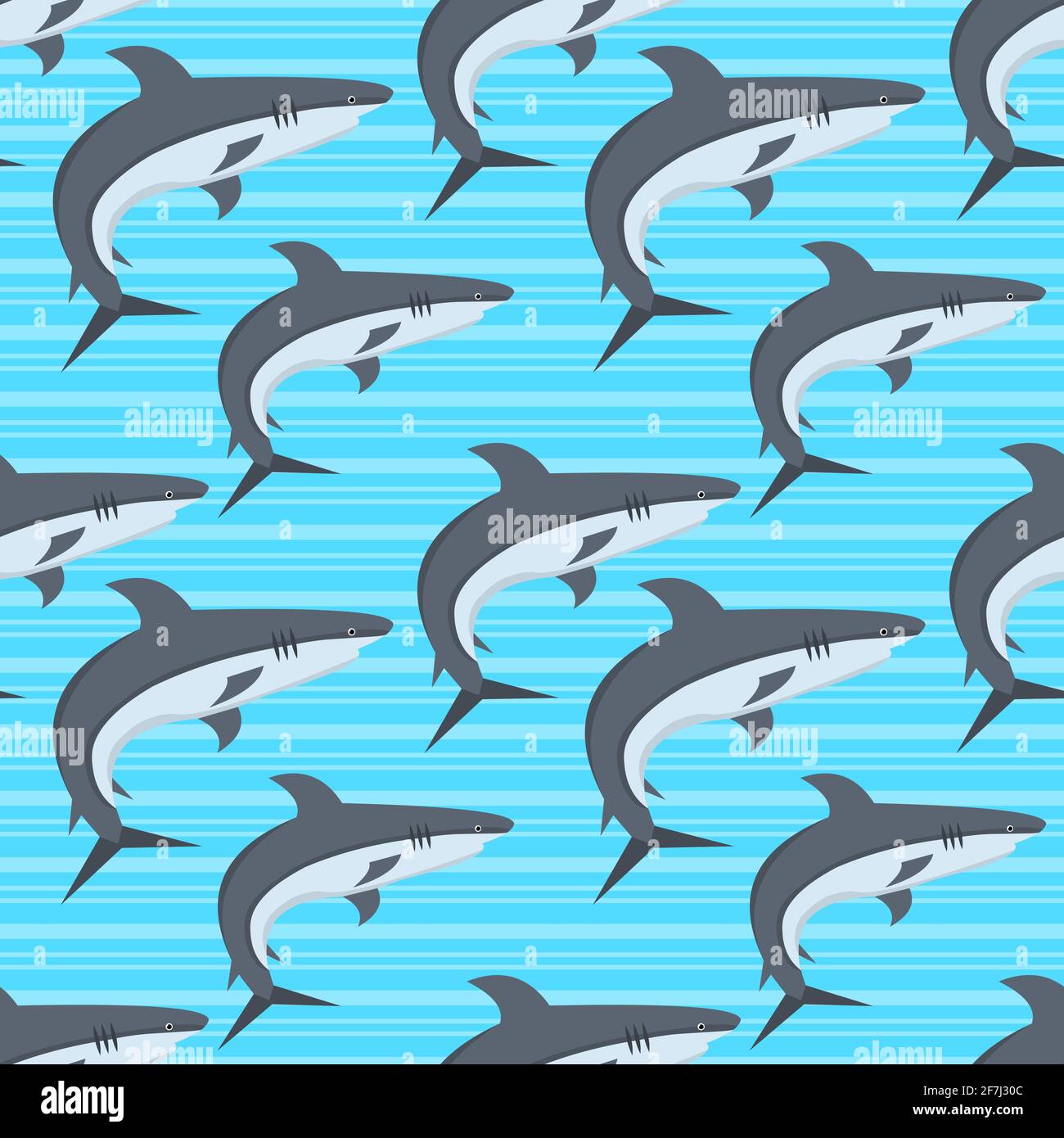 shark fish seamless pattern vector illustration Stock Vector