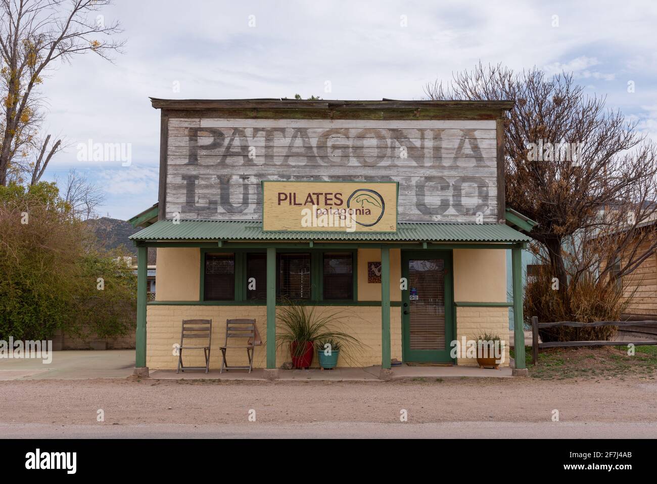 An historic building, once the Patagonia Lumber Company, now Pilates Patagonia in southern