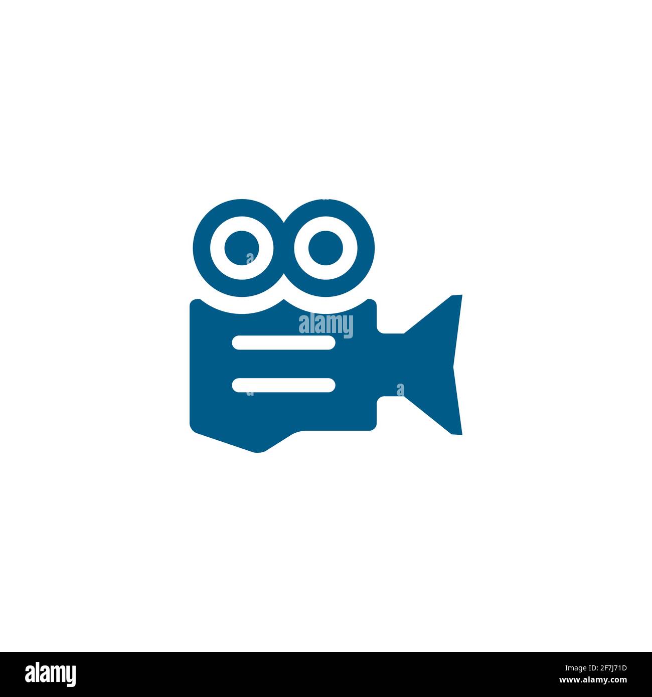 Film Camera Blue Icon On White Background. Blue Flat Style Vector