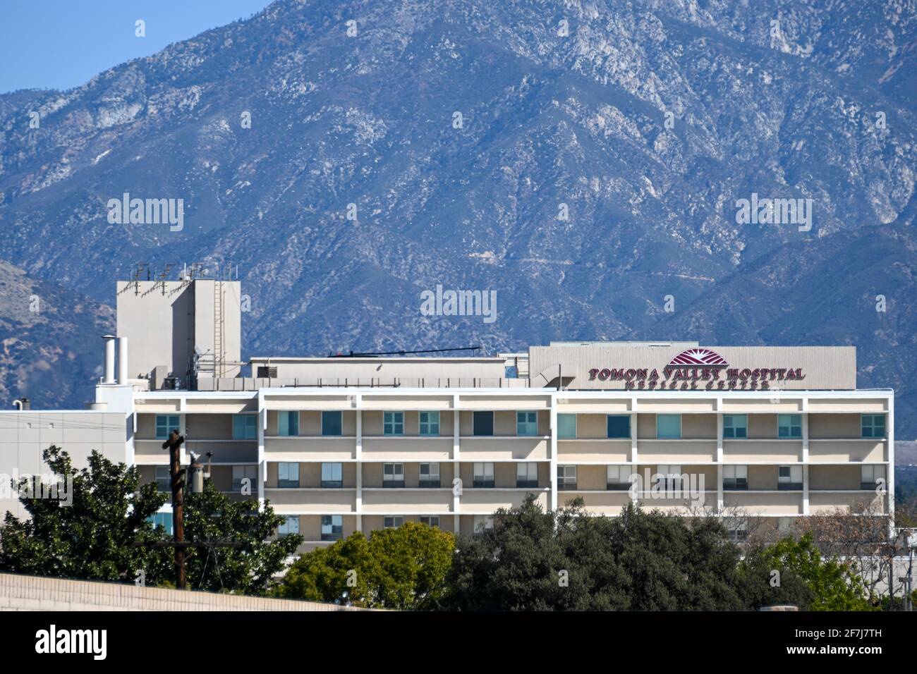 General overall view of the Pomona Valley Hospital Medical Center, Sunday, Feb 21, 2021 in Pomona, Calif. (Dylan Stewart/Image of Sport) Stock Photo