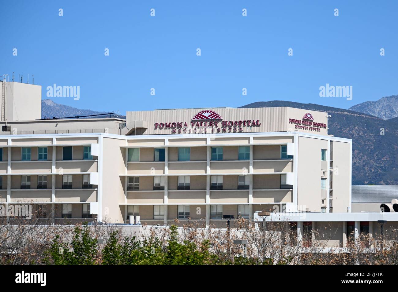 General overall view of the Pomona Valley Hospital Medical Center, Sunday, Feb 21, 2021 in Pomona, Calif. (Dylan Stewart/Image of Sport) Stock Photo