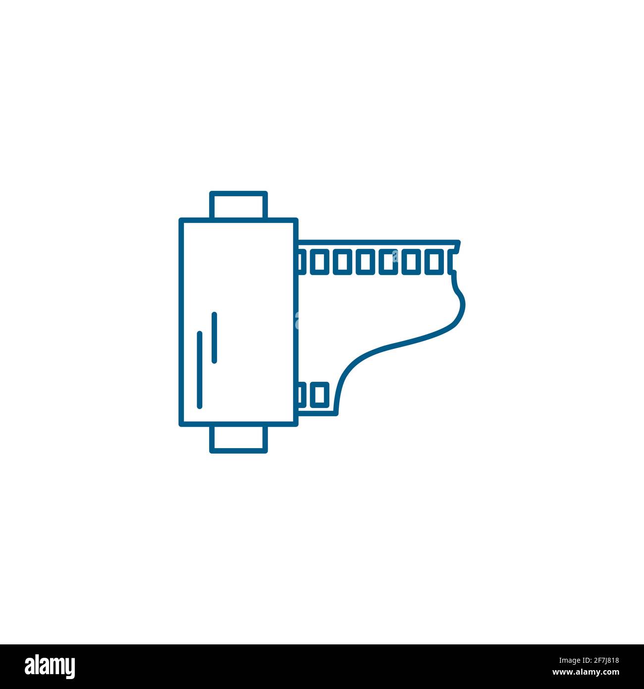 Film Strip Line Blue Icon On White Background. Blue Flat Style Vector ...