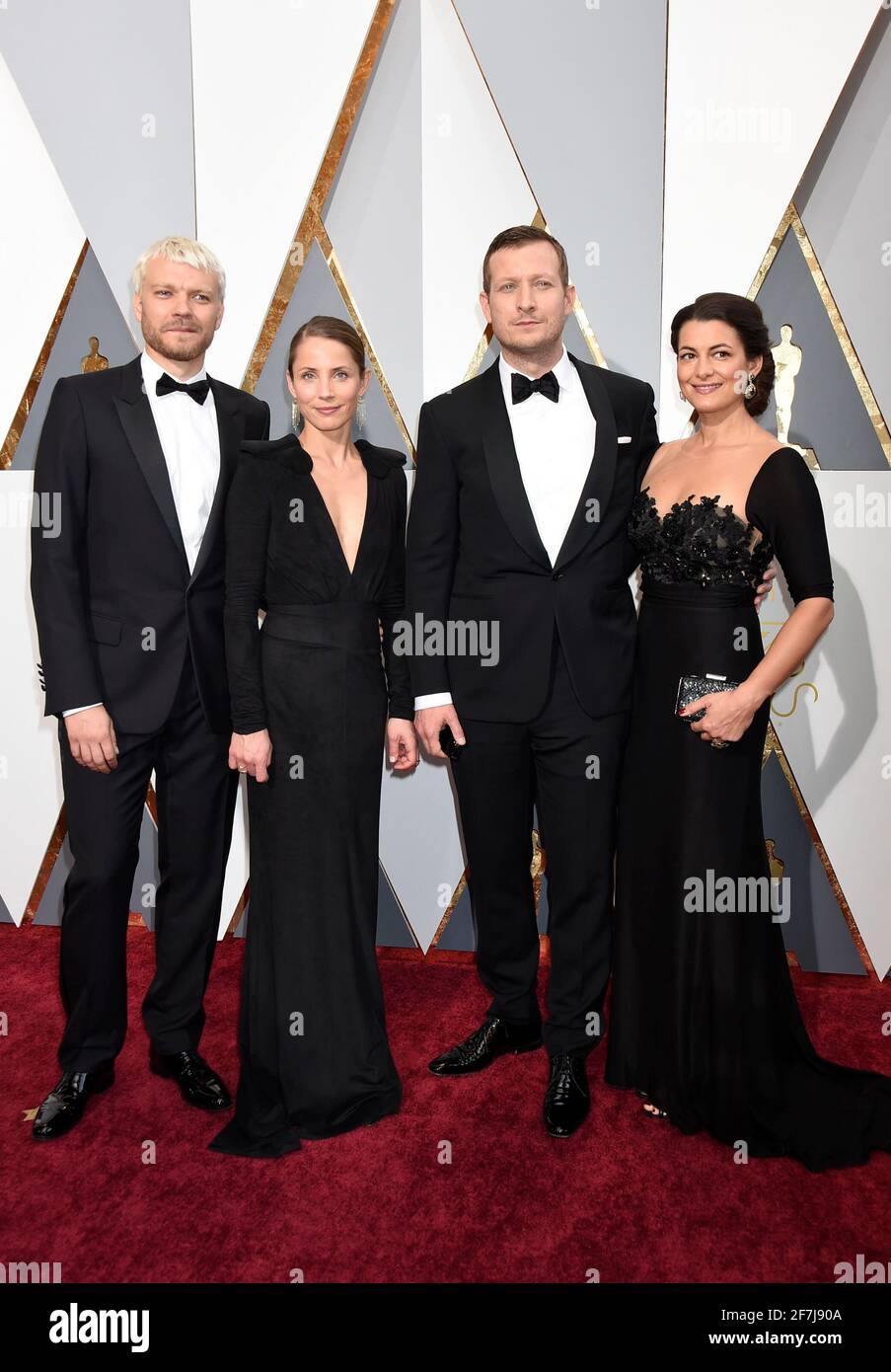 Tobias Lindholm, Pilou Asbaek,Tuva Novotny, Caroline Blanco arrives to The 88th Academy Awards ceremony, The Oscars, held at the Dolby Theater, Sunday, February 28, 2016 in Hollywood, California. Photo by Jennifer Graylock-Graylock.com 917-519-7666 Stock Photo