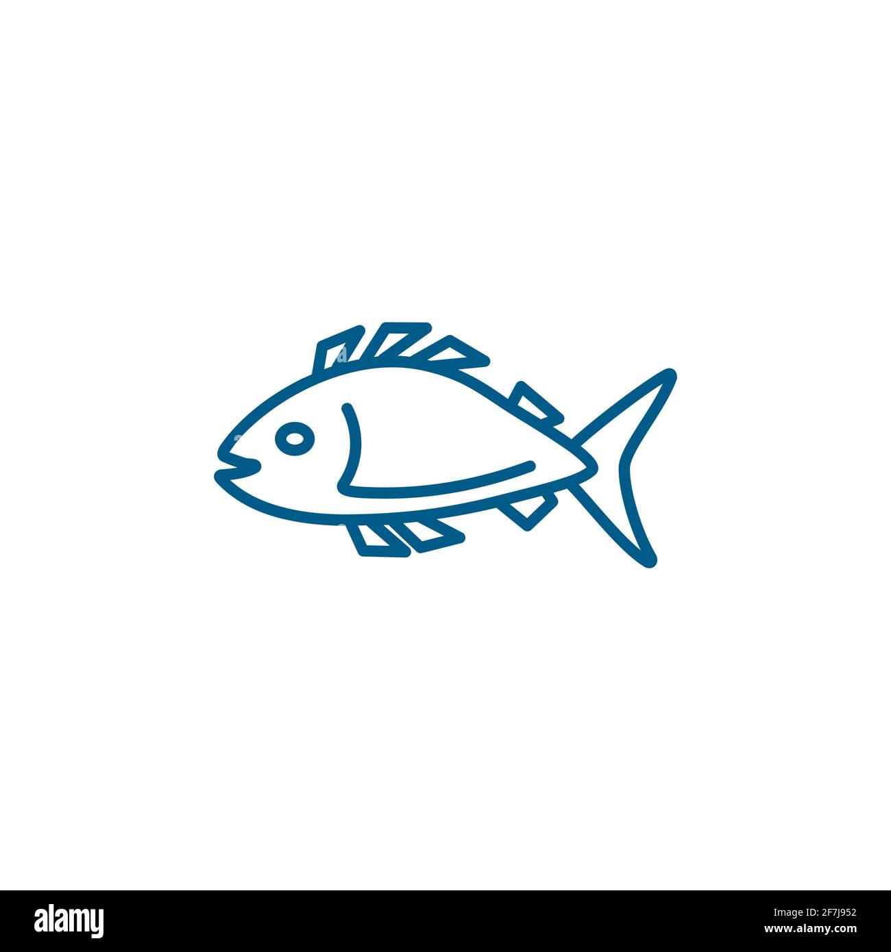 Fish Line Blue Icon On White Background. Blue Flat Style Vector Illustration. Stock Vector