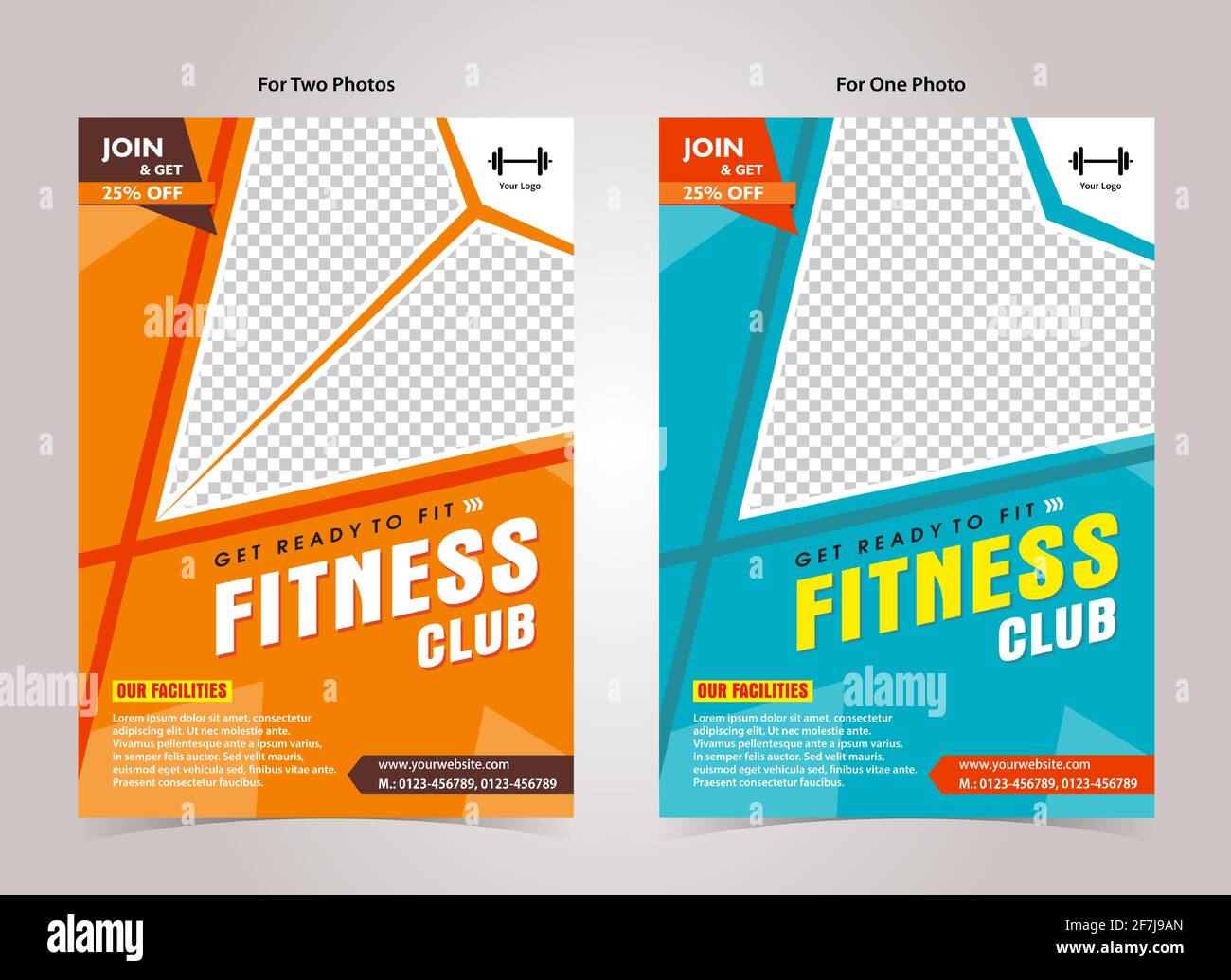 GYM Fitness Flyer A4 size template Creative Design with Photo Space. Stock Vector
