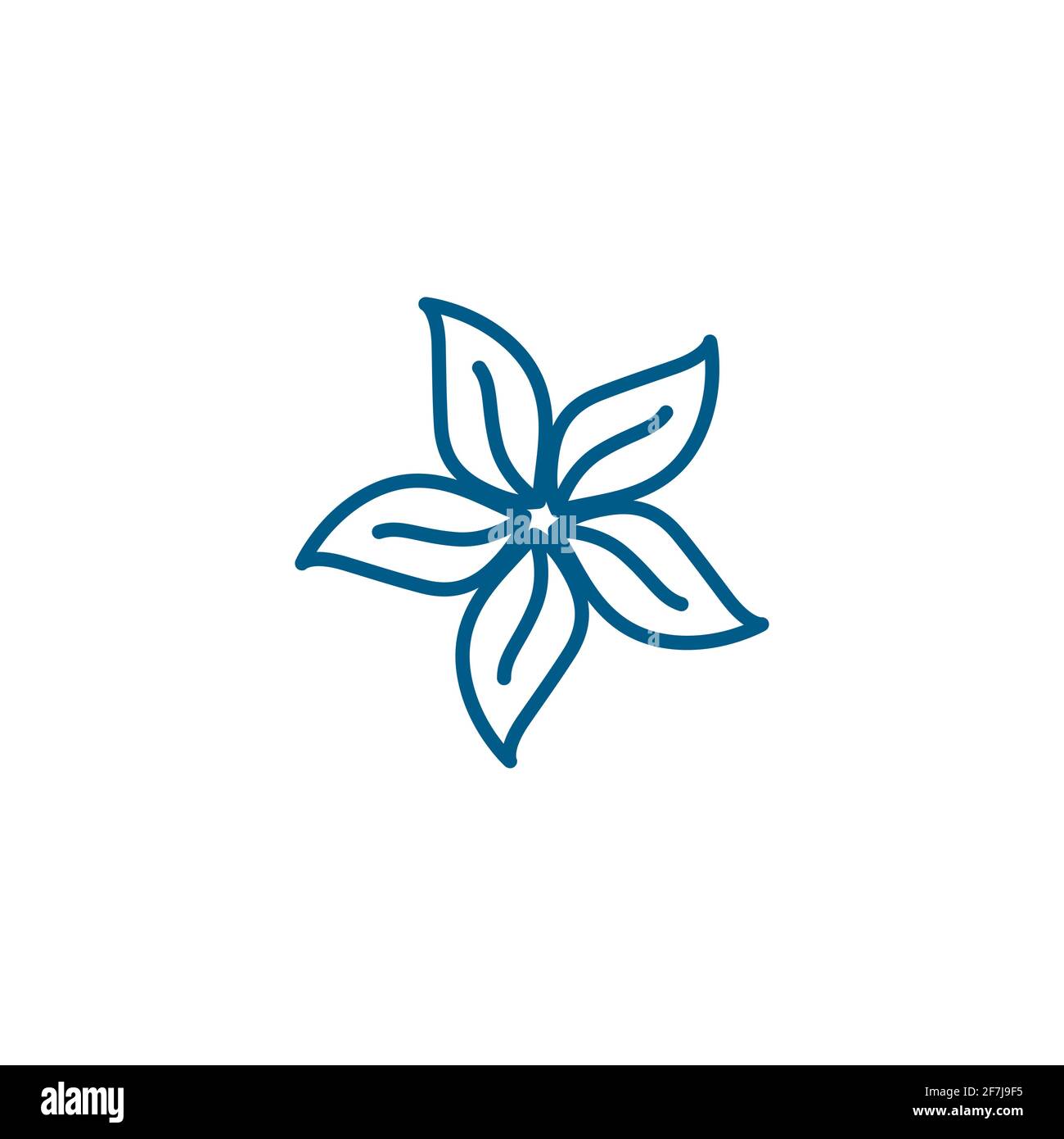 Flower Line Blue Icon On White Background. Blue Flat Style Vector Illustration. Stock Vector