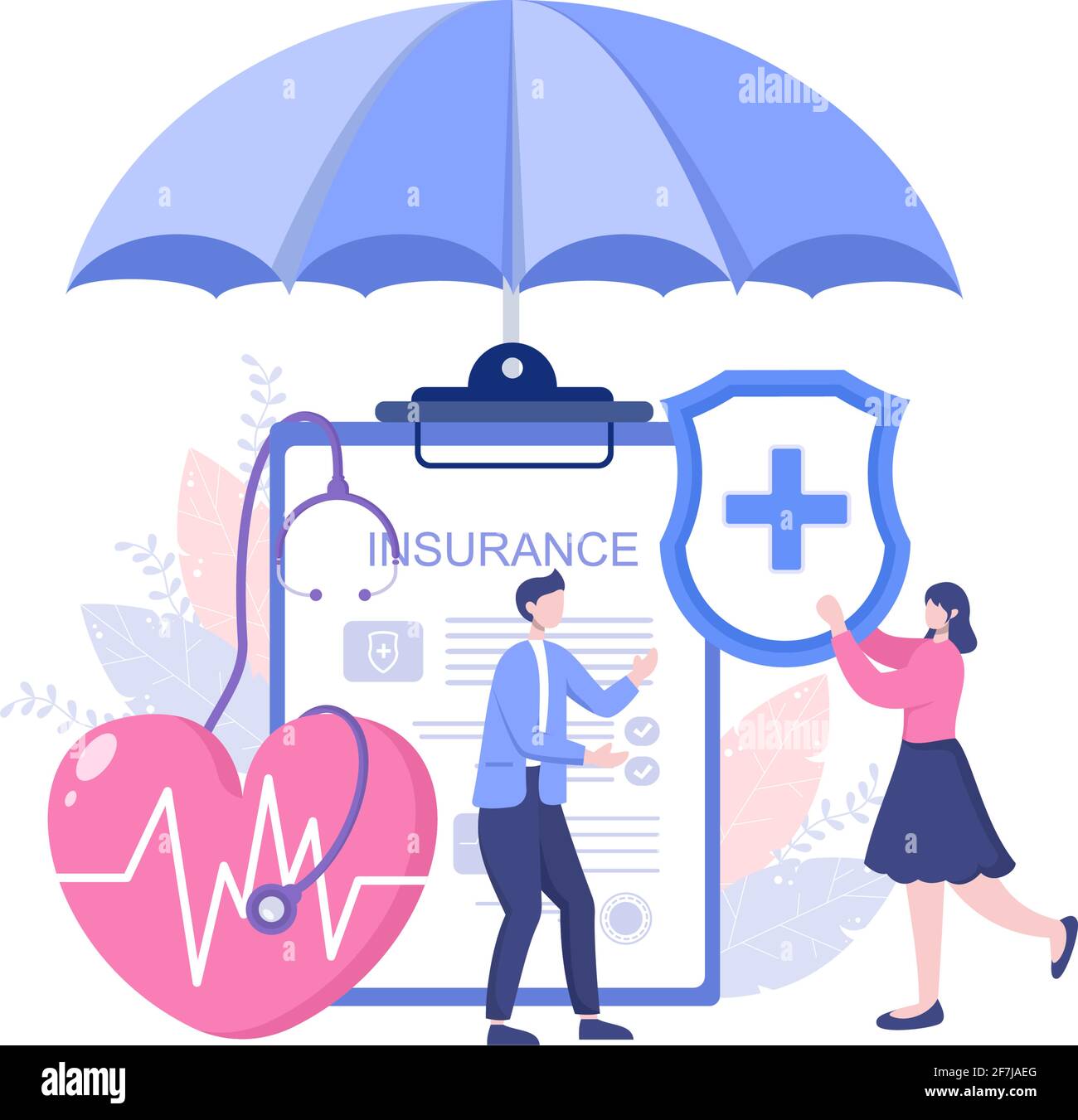 Family Health and Life insurance Flat Vector illustration for
