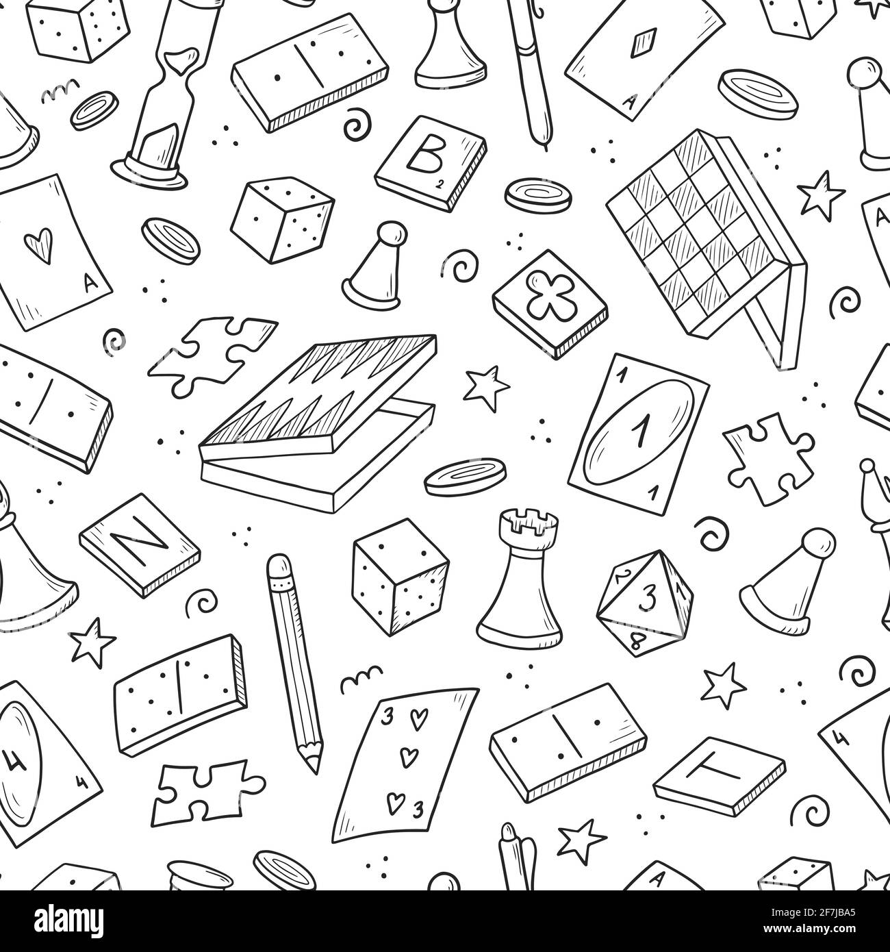 Premium Vector Hand drawn game seamless pattern, drawn game