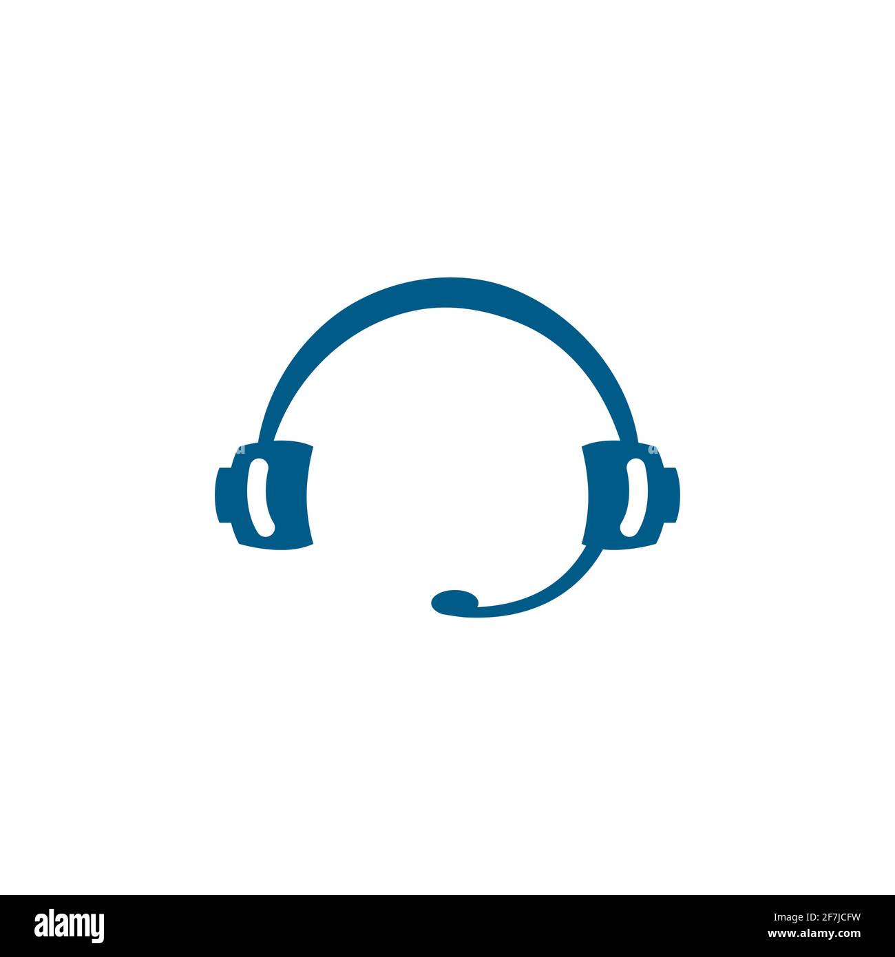 Headphone Blue Icon On White Background. Blue Flat Style Vector