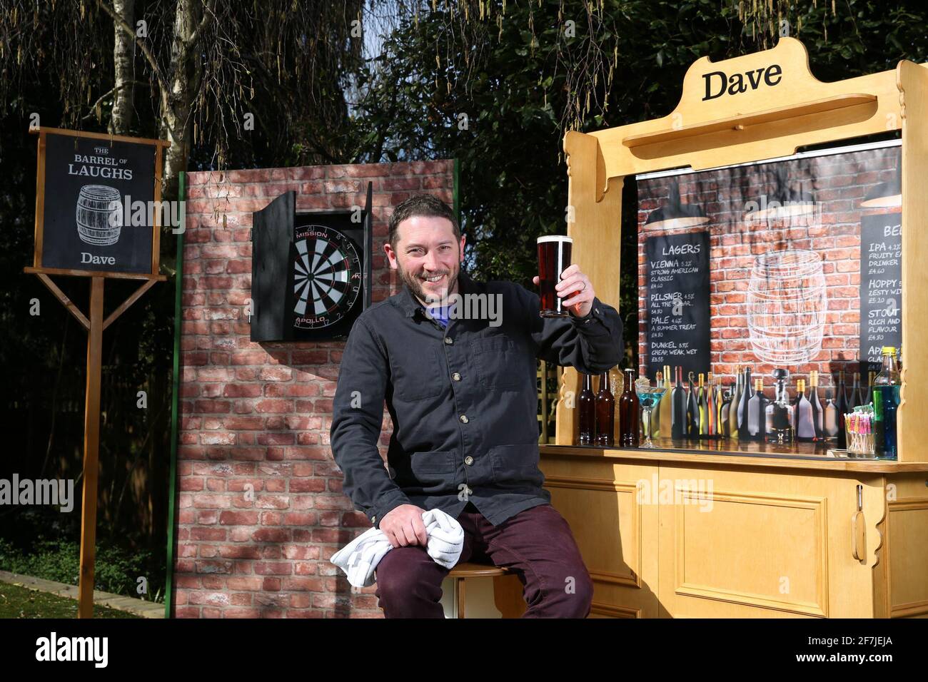 Comedian Jon Richardson Launches Dave S Flat Pack Pub Which Has Been Created By Tv Channel Dave Providing People With A Diy Kit To Create An At Home Pub Experience In Case They