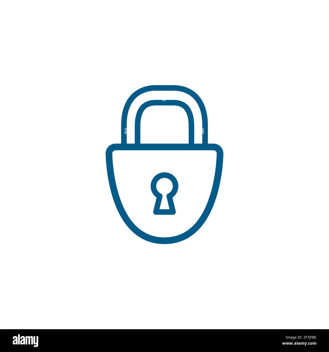 Lock Line Blue Icon On White Background. Blue Flat Style Vector ...