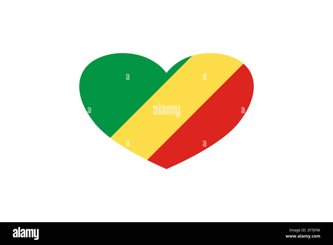 Republic of the Congo flag in the heart shape. Isolated on a white ...