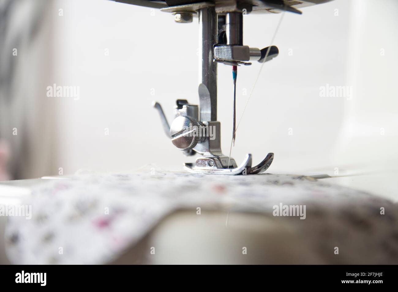 Sewing machine operation from different angles and sewing a flowered