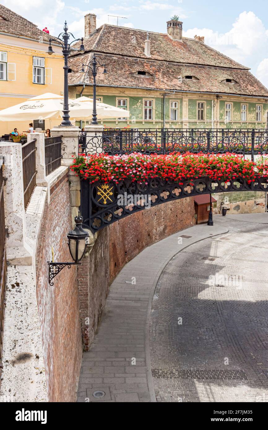 The Bridge of Lies in the historic centre of Sibiu, Romania Stock Photo