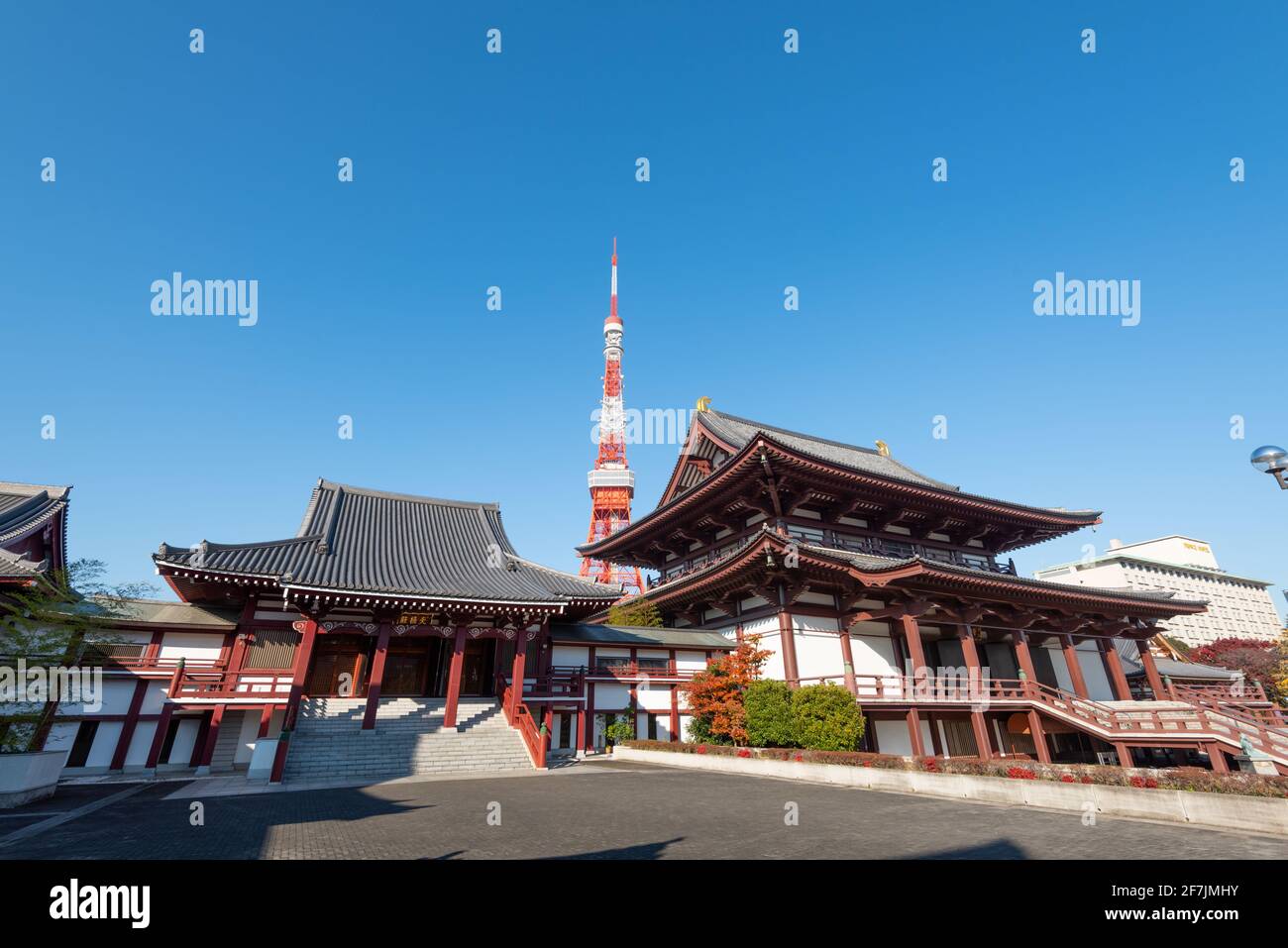 Tokyo, Japan - December 09, 2015: Japanese zojoji temple near the Tokyo tower . Zojo-ji is notable for its relationship with the Tokugawa clan, the ru Stock Photo