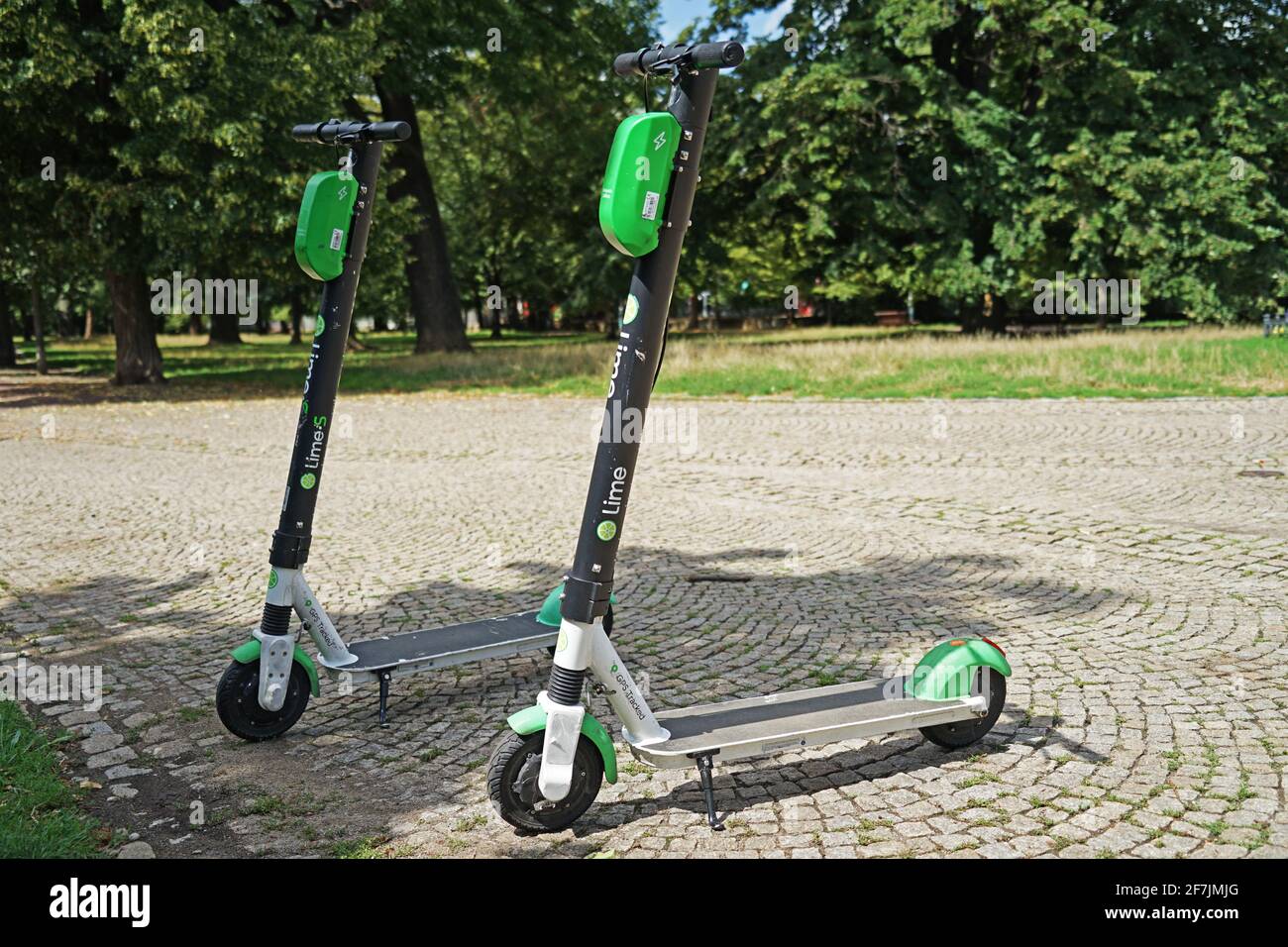 Prague, Czech Republic July 13 2019 Controversial Lime electric