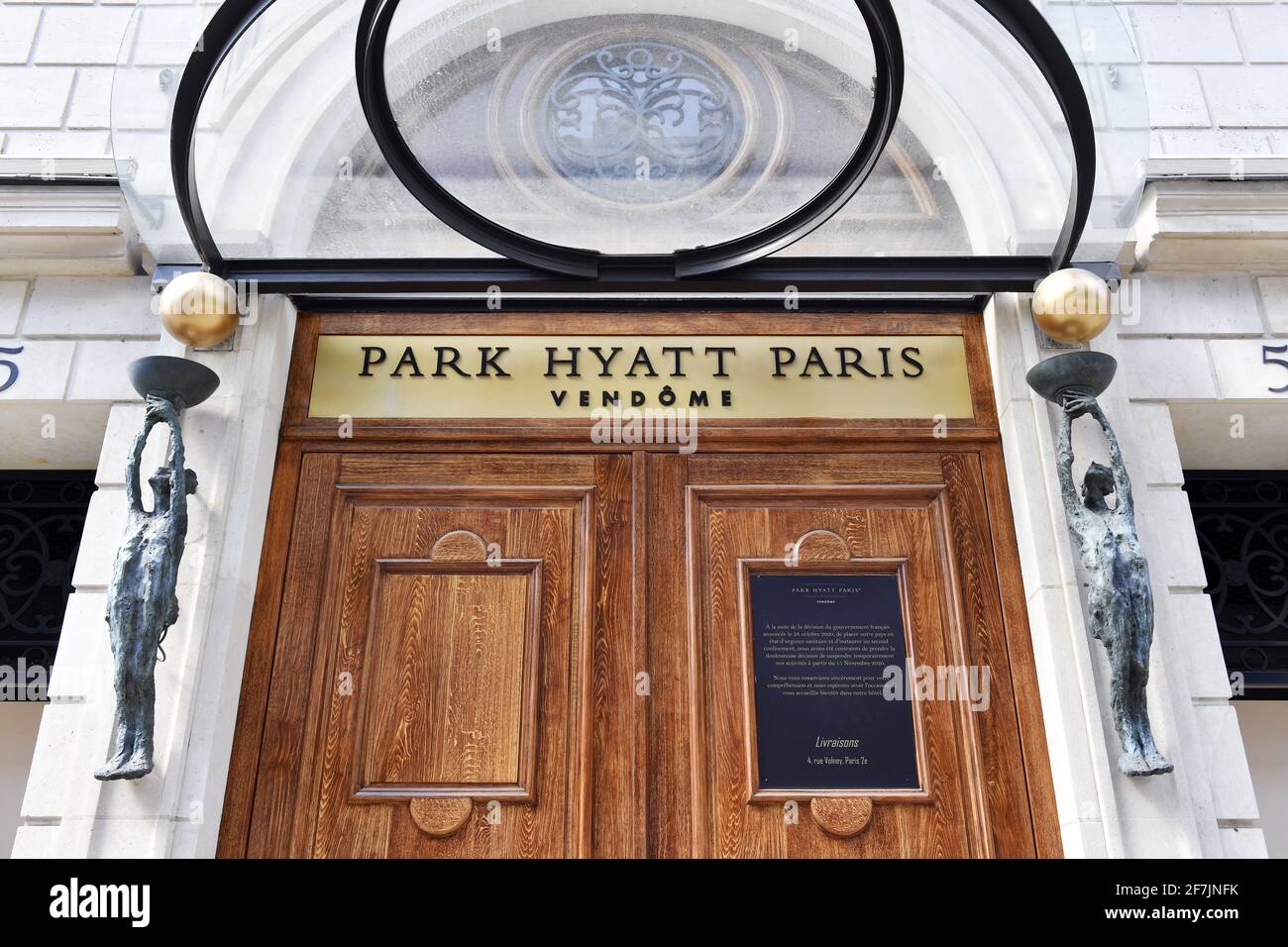 Entrance of Park Hyatt Paris Hotel - Paris - France Stock Photo