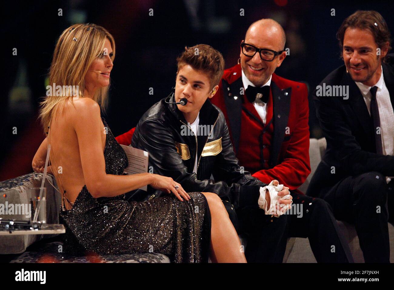 Heidi Klum, Justin Bieber, Thomas Rath and Thomas Hayo attending Germanys  Next Top Model Finale (GNTM 2012 FINALE) in the Lanxess Arena, Cologne, Ger  Stock Photo - Alamy