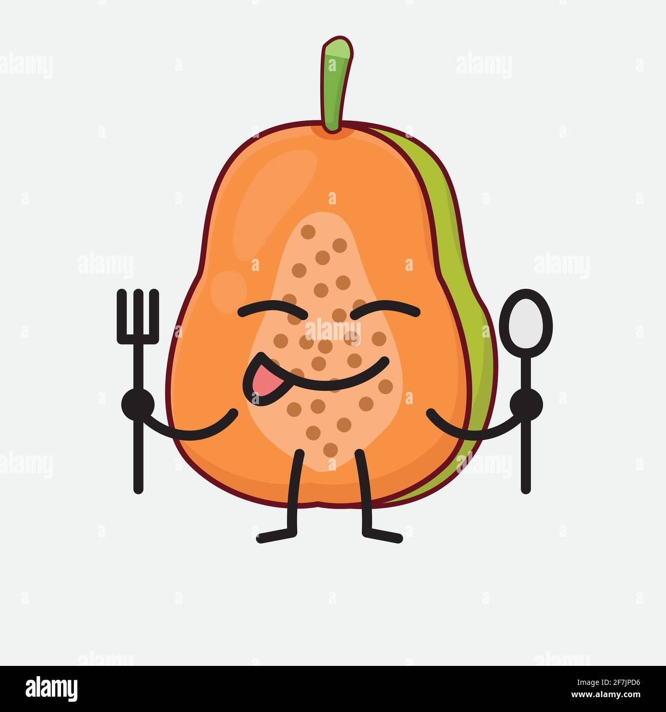 Vector Illustration of Papaya Fruit Character with cute face, simple ...