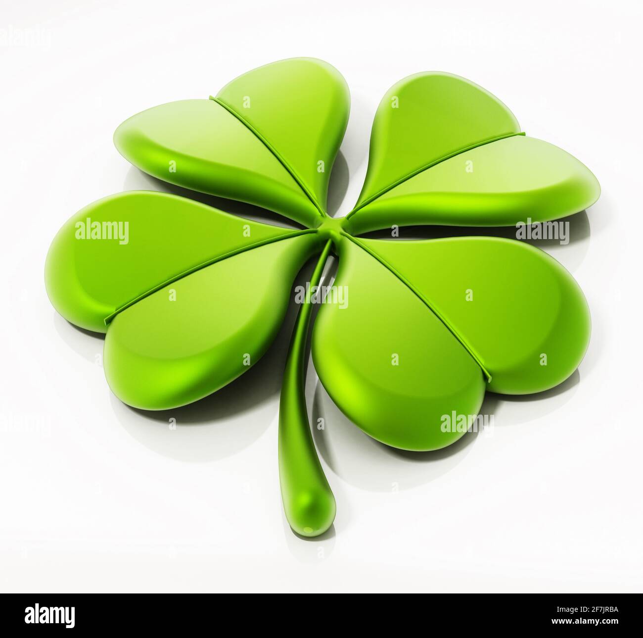 Four leaf clover isolated on white background. 3D illustration. Stock Photo
