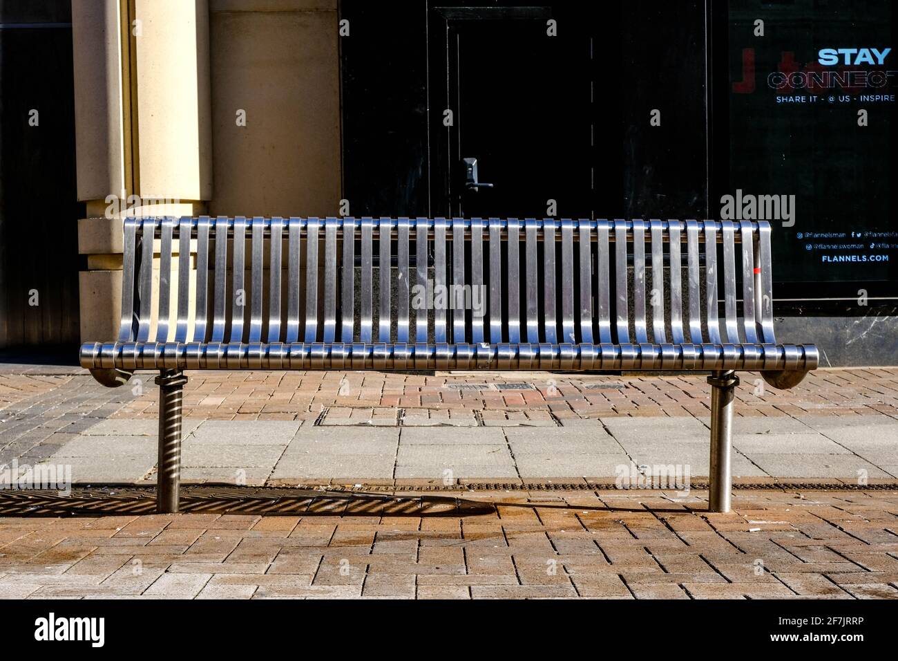 Kingston, London UK, April 7 2021, Public Outside Seating Seat Or Bench With No People Stock Photo