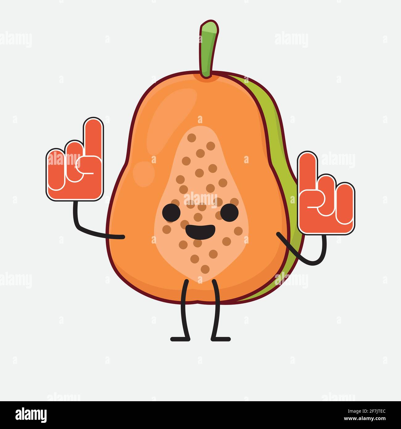 Vector Illustration of Papaya Fruit Character with cute face, simple ...