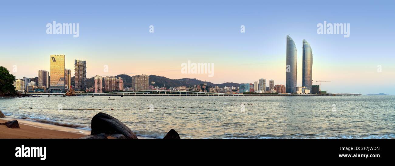 Urban Architecture and Yanwu Bridge in Siming District, Xiamen Stock Photo