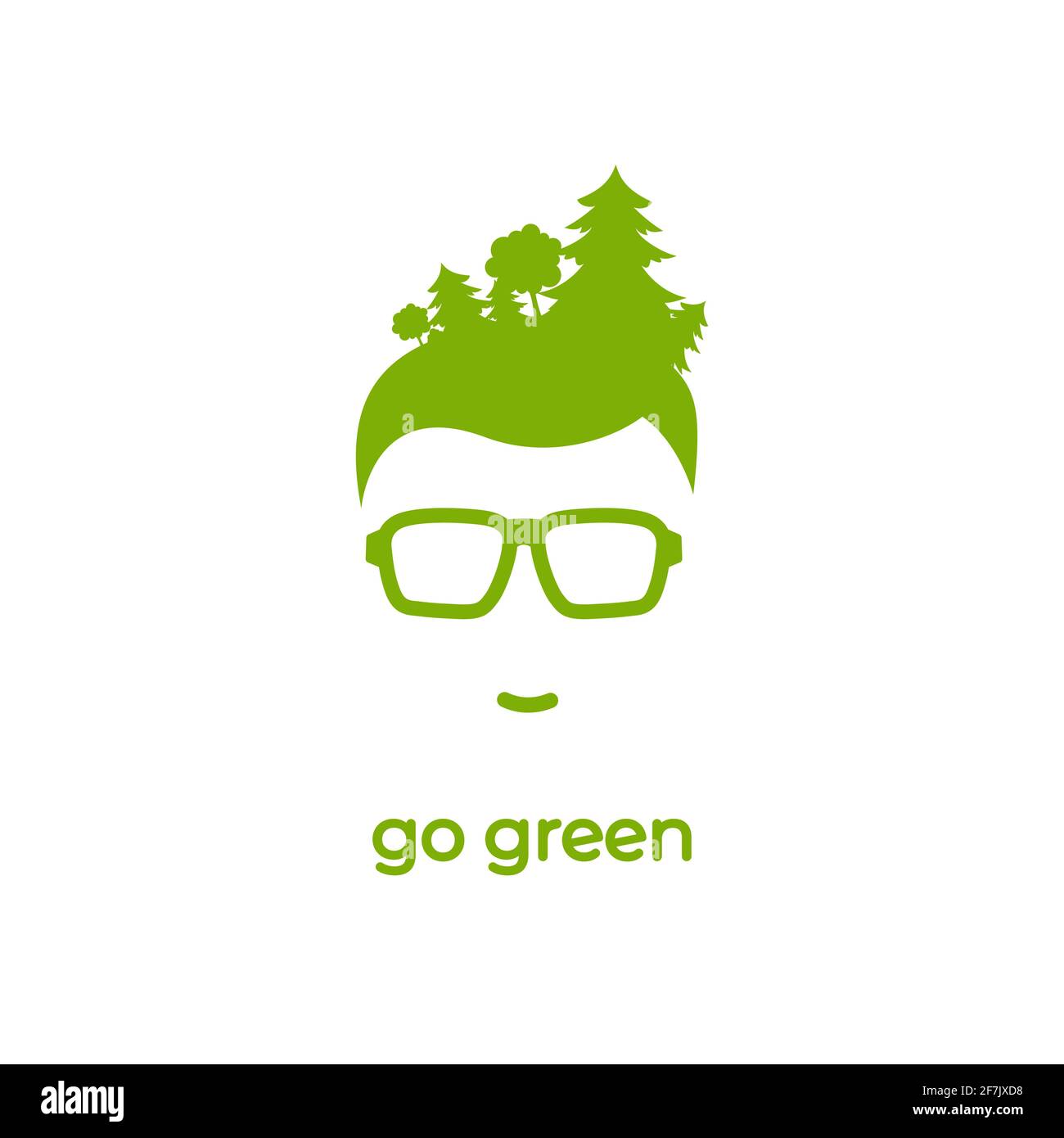 Silhouette of man's head in hipster glasses with forest in hair . Green  avatar with trees. Ecology and nature love. Eco friendly. Go green concept.  Is Stock Vector Image & Art - Alamy