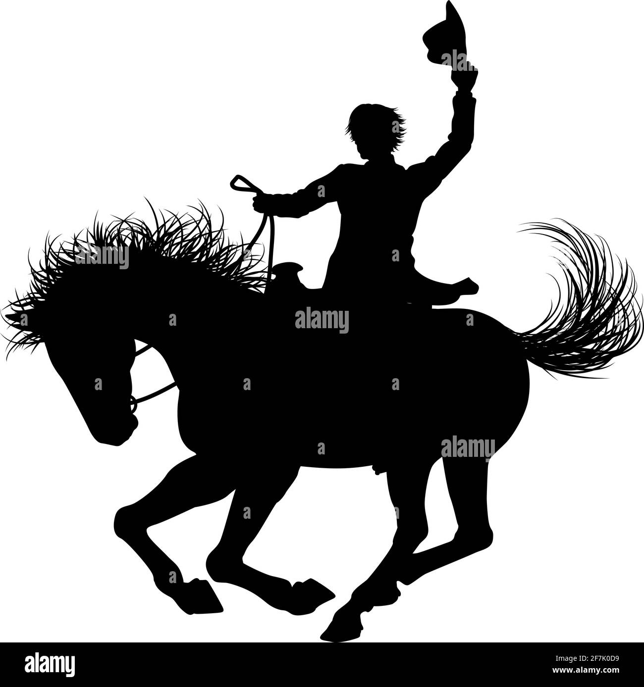 Cowboy Riding Horse Silhouette Stock Vector