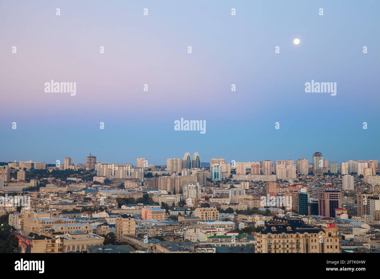 Azerbaijan, Baku, View of City at twilight Stock Photo