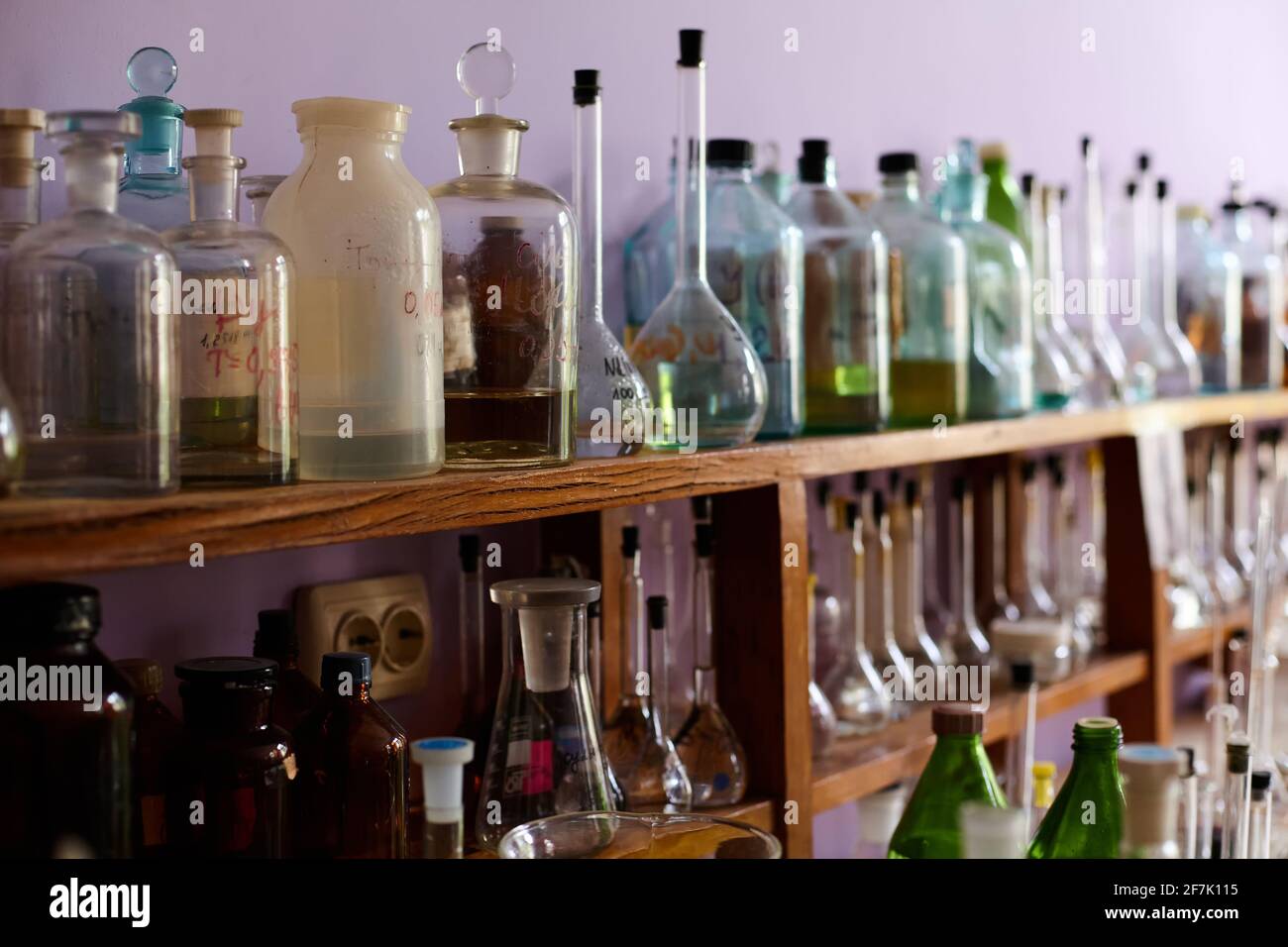Old chemical laboratory. Photo of an old laboratory with a lot of ...