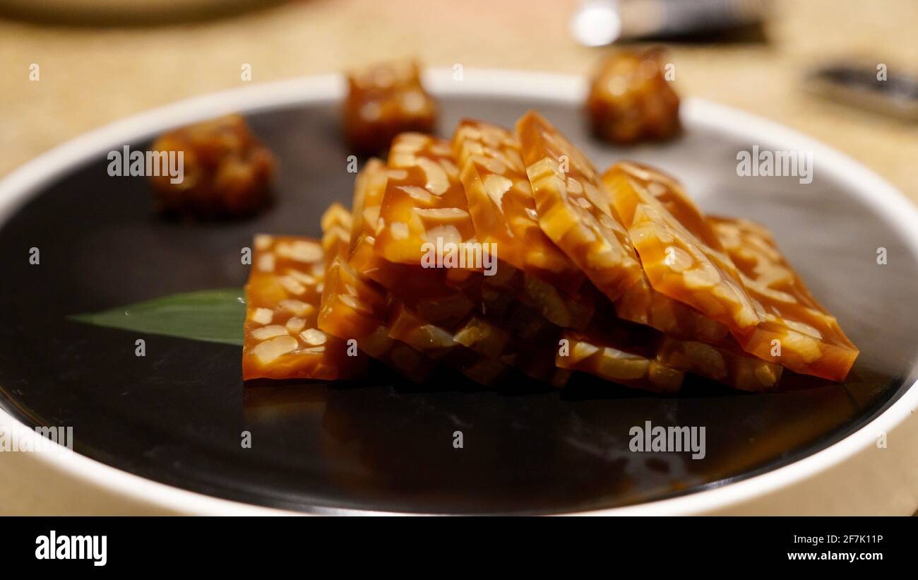 Pork skin Jelly, aka PiDong, is a traditional Chinese food in middle area. Stock Photo