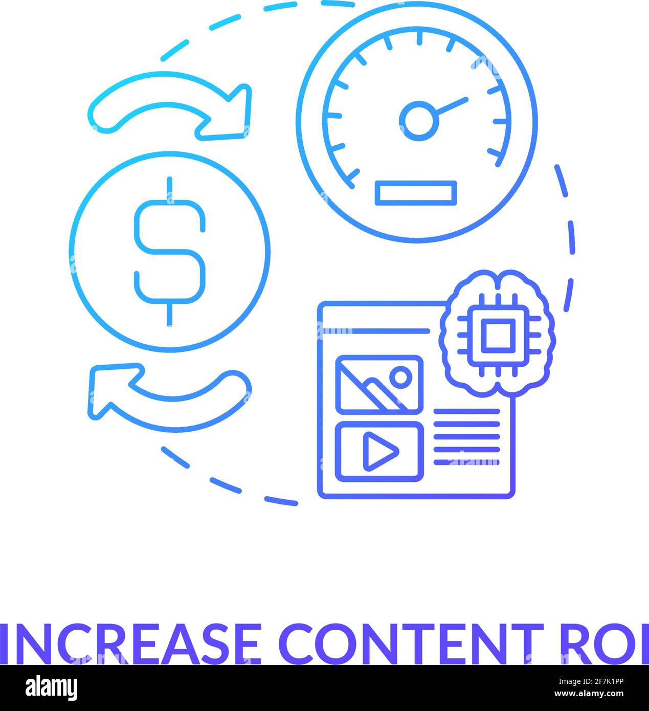 Increase content ROI blue gradient concept icon Stock Vector