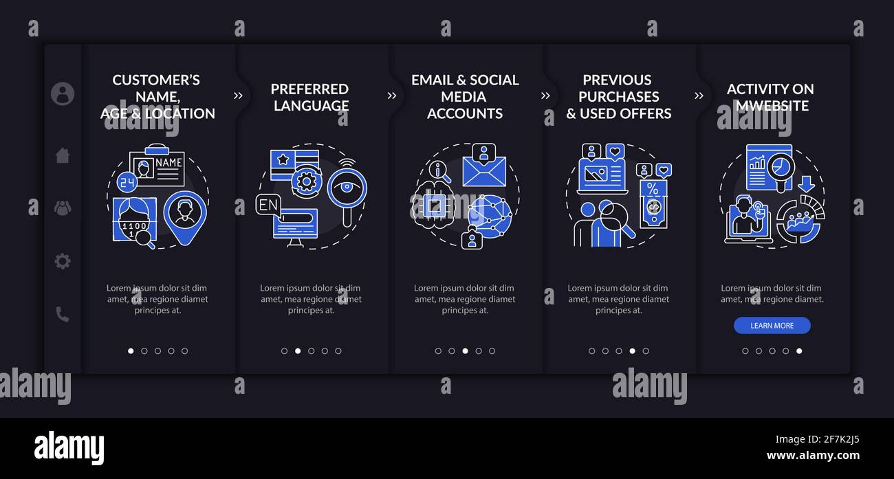 Smart content analytics criteria onboarding vector template Stock Vector
