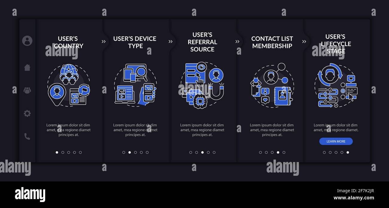 Smart content analytics criteria onboarding vector template Stock Vector