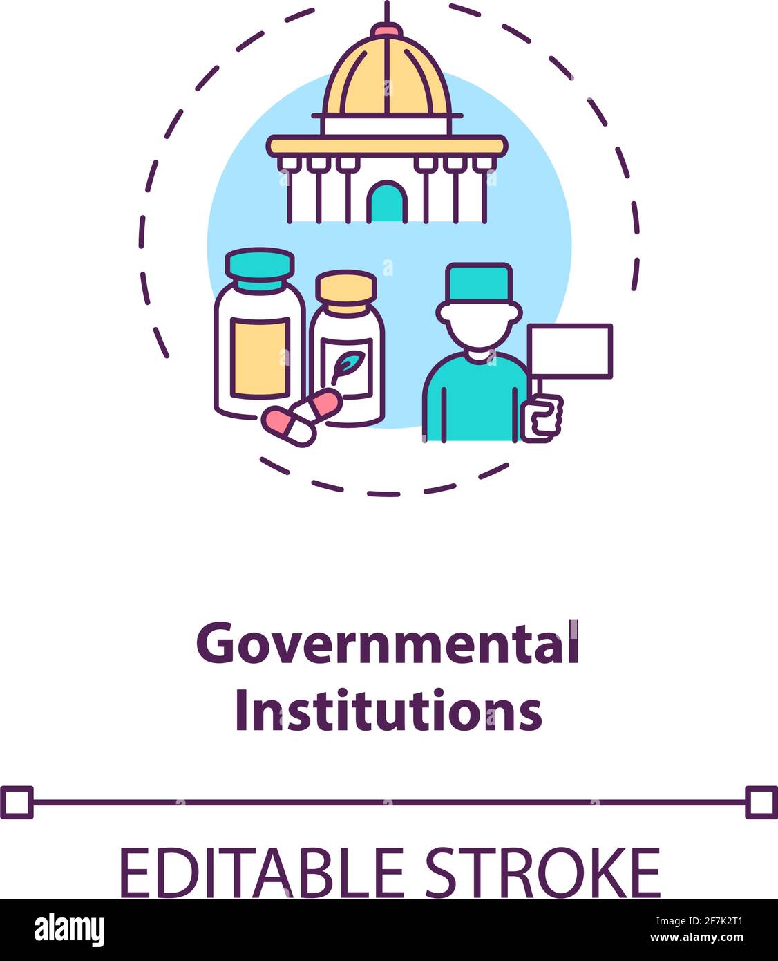 Governmental institutions concept icon Stock Vector
