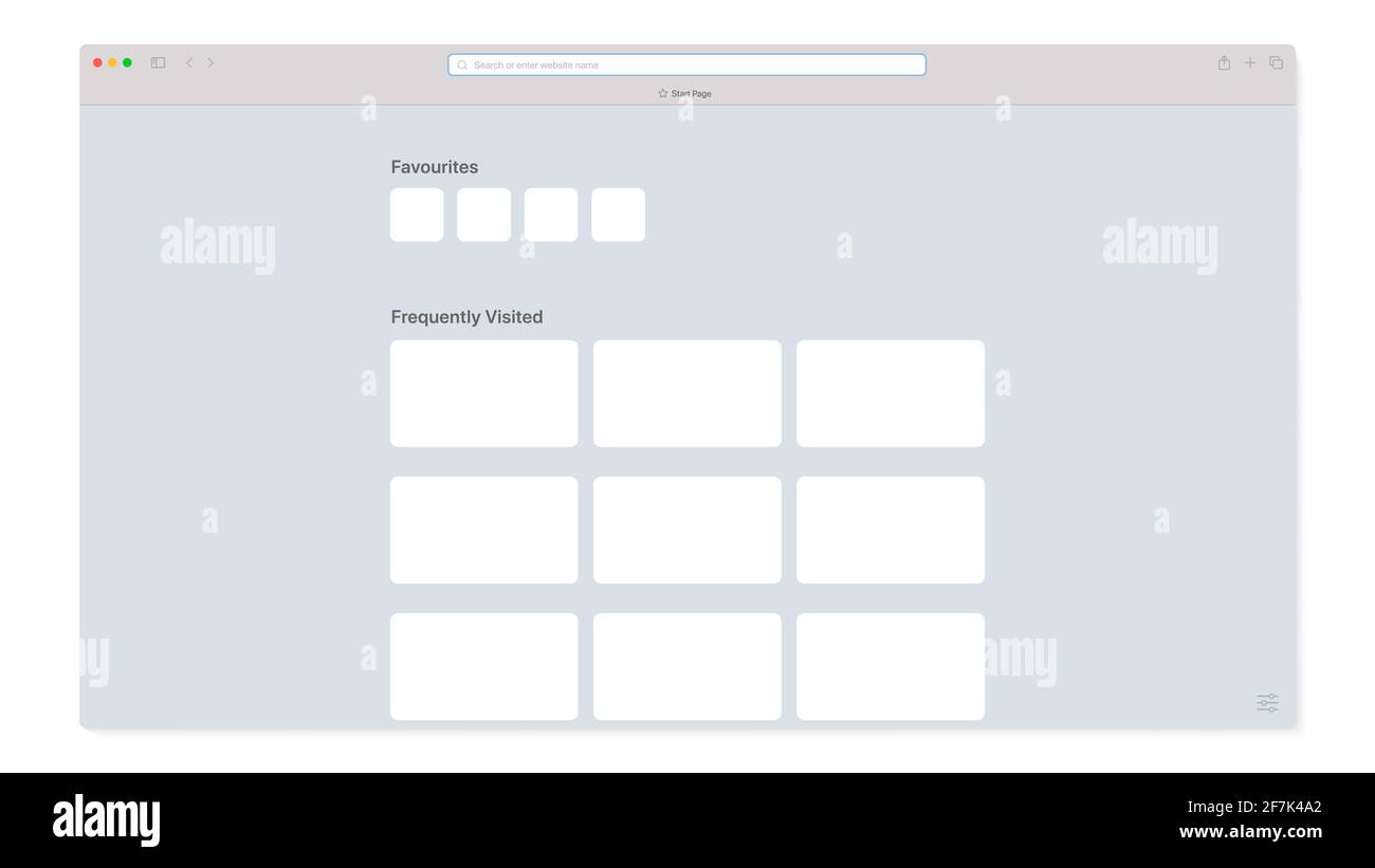 Internet Browser Light Theme Blank Template. Vector illustration Stock ...