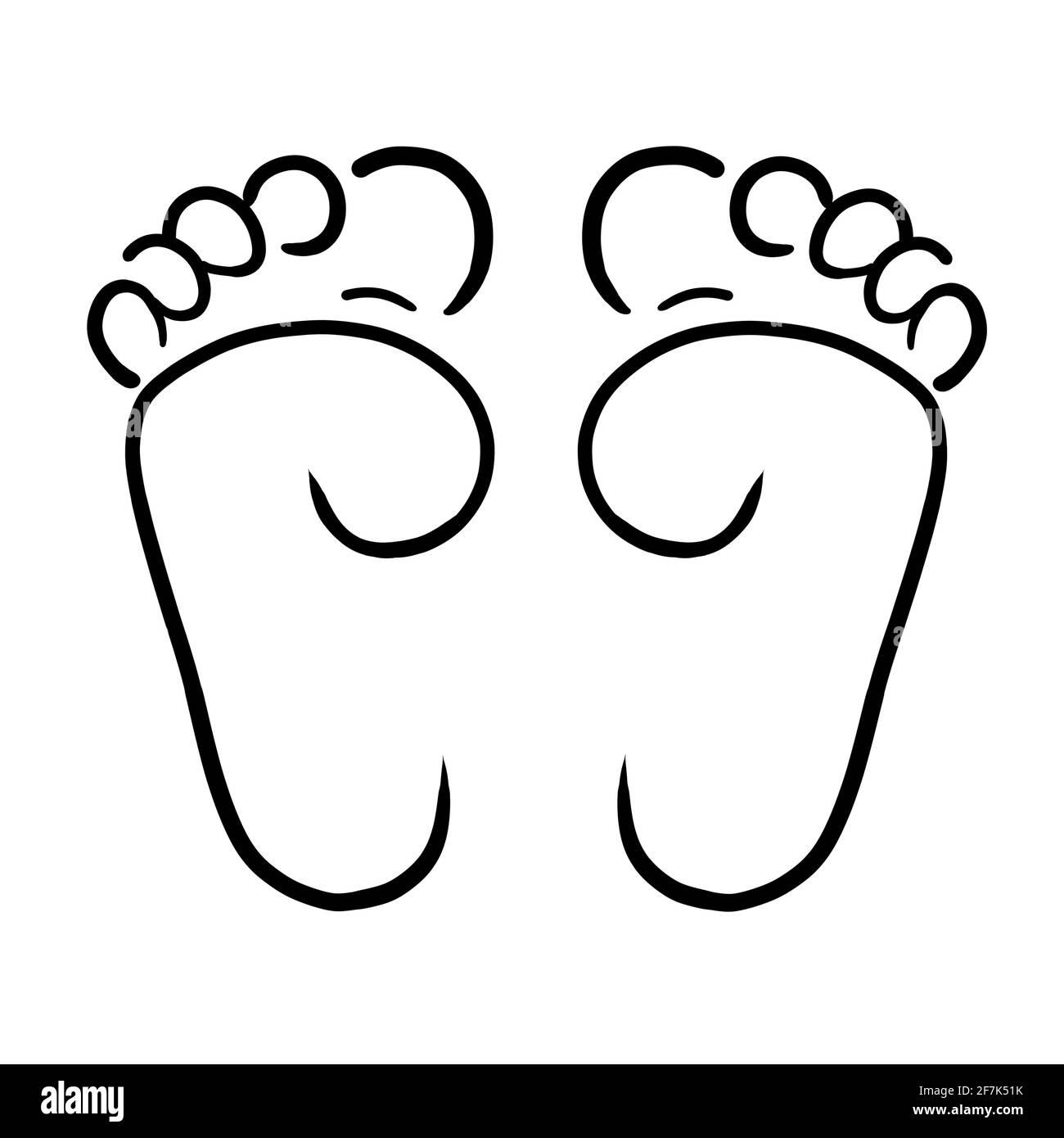 Feet go steps as footprint vector design logo icon toes and sole of foot black white children feet boy barefoot Stock Photo