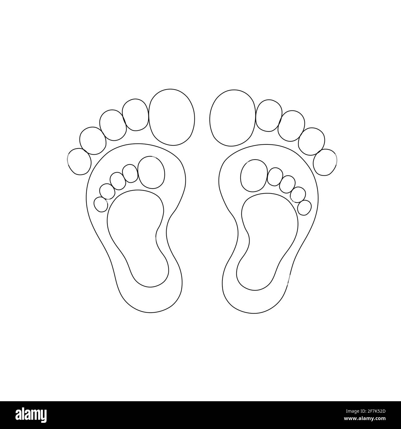 Footprint black white feet barefoot steps parent mother father child path chain little feet children symbol logo design vector layout template step go Stock Photo