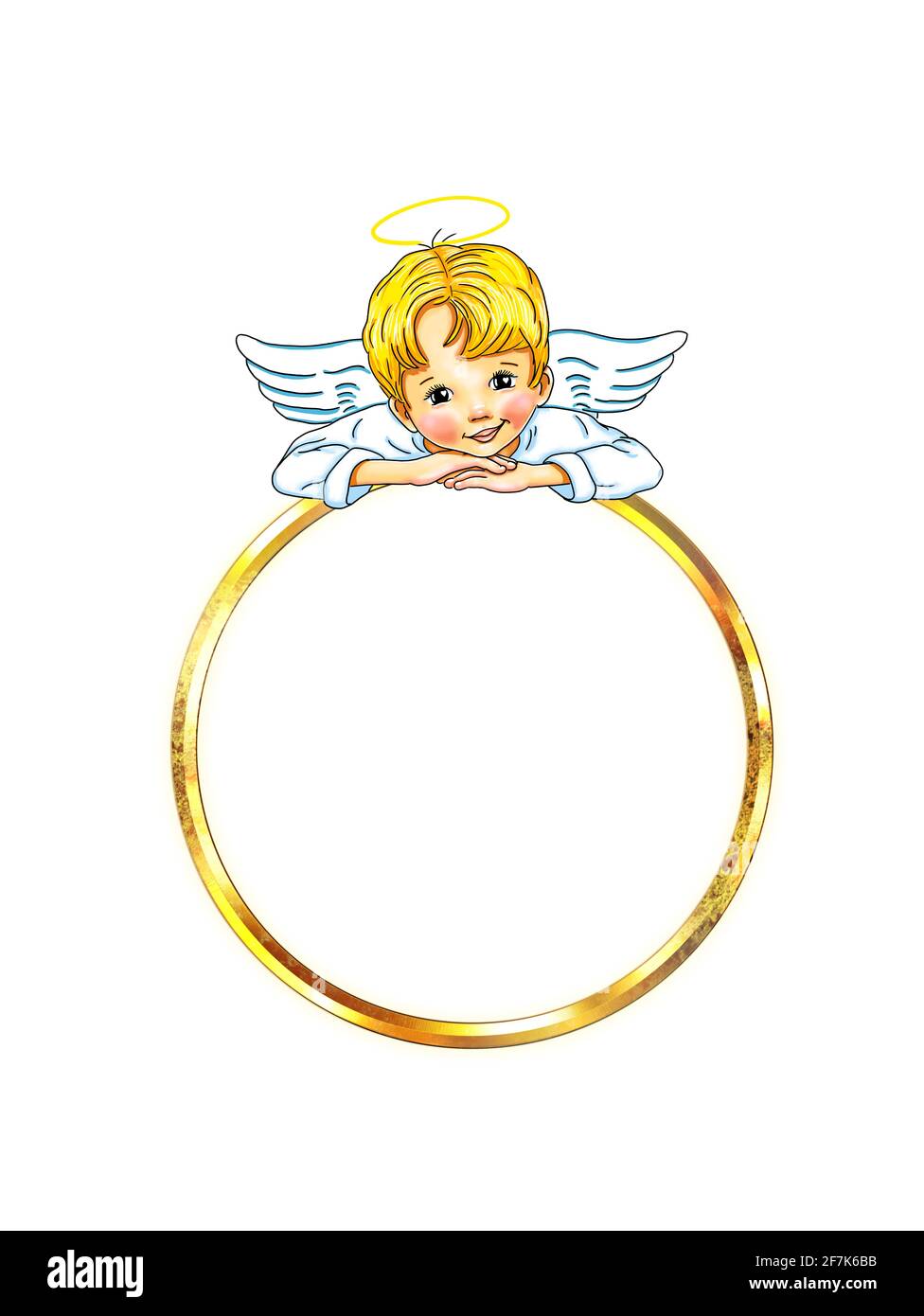 Template little angel cute sweet pretty ring gold ribbon marriage anniversary holiday wedding layout design joy happy greeting card saying valentine Stock Photo