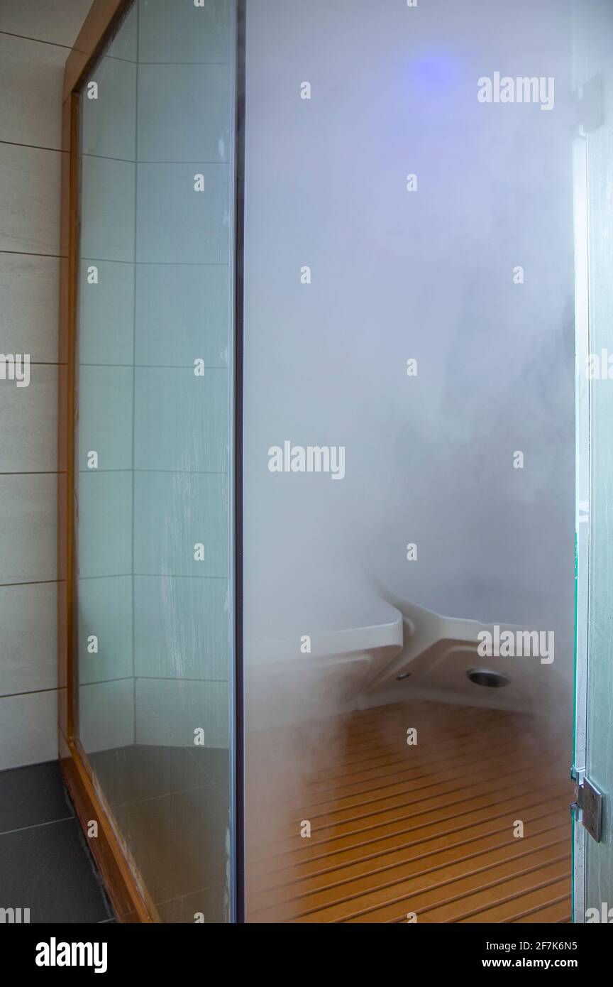 Modern steam bath in the bathroom Stock Photo - Alamy