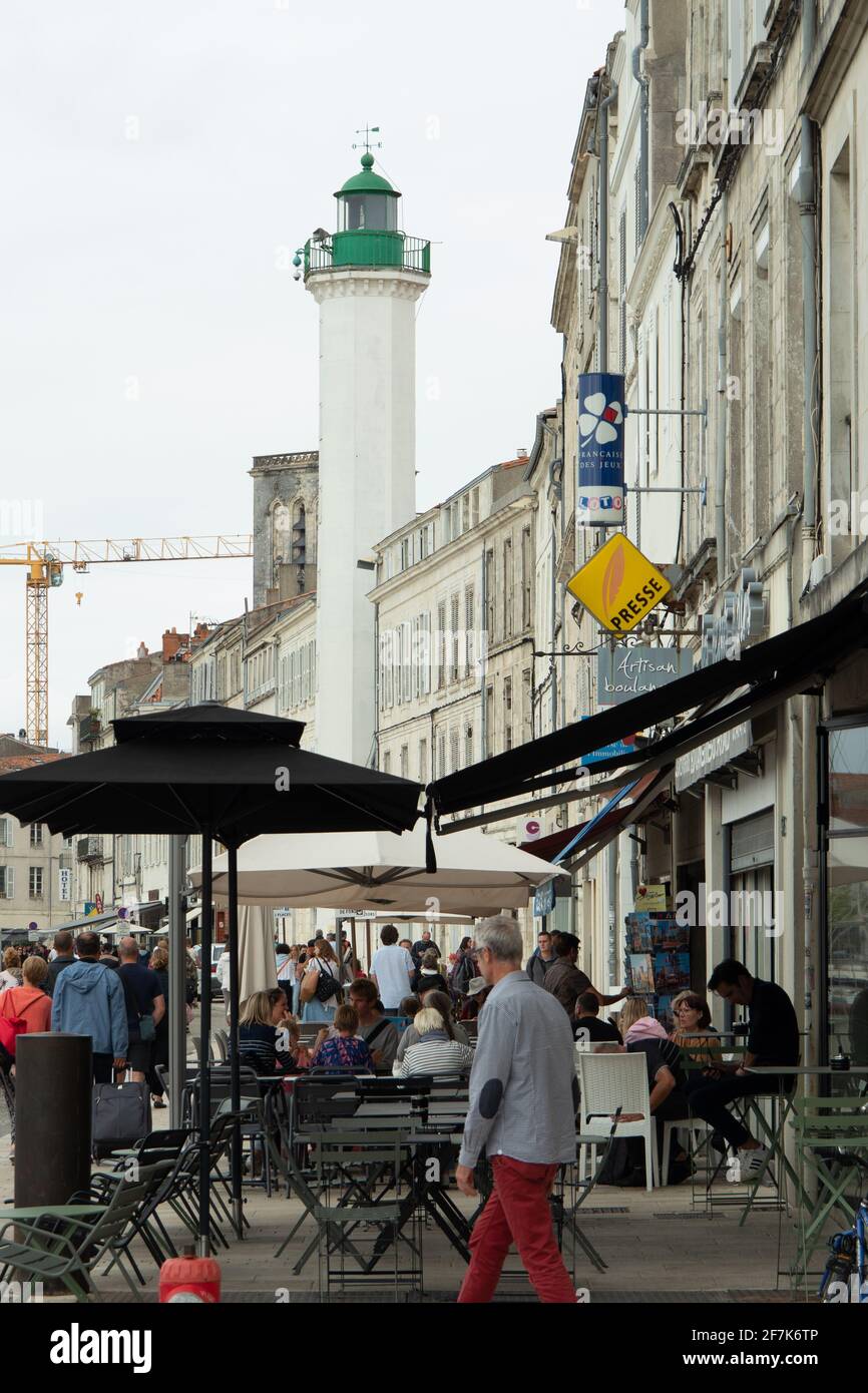 La Rochelle, France - August 25th 2018: Liveliness around the inner city harbour Stock Photo