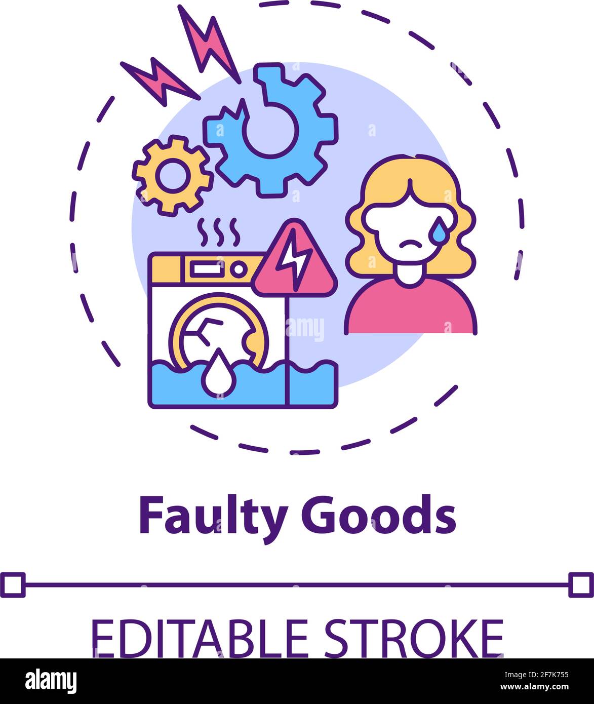 Faulty goods concept icon Stock Vector