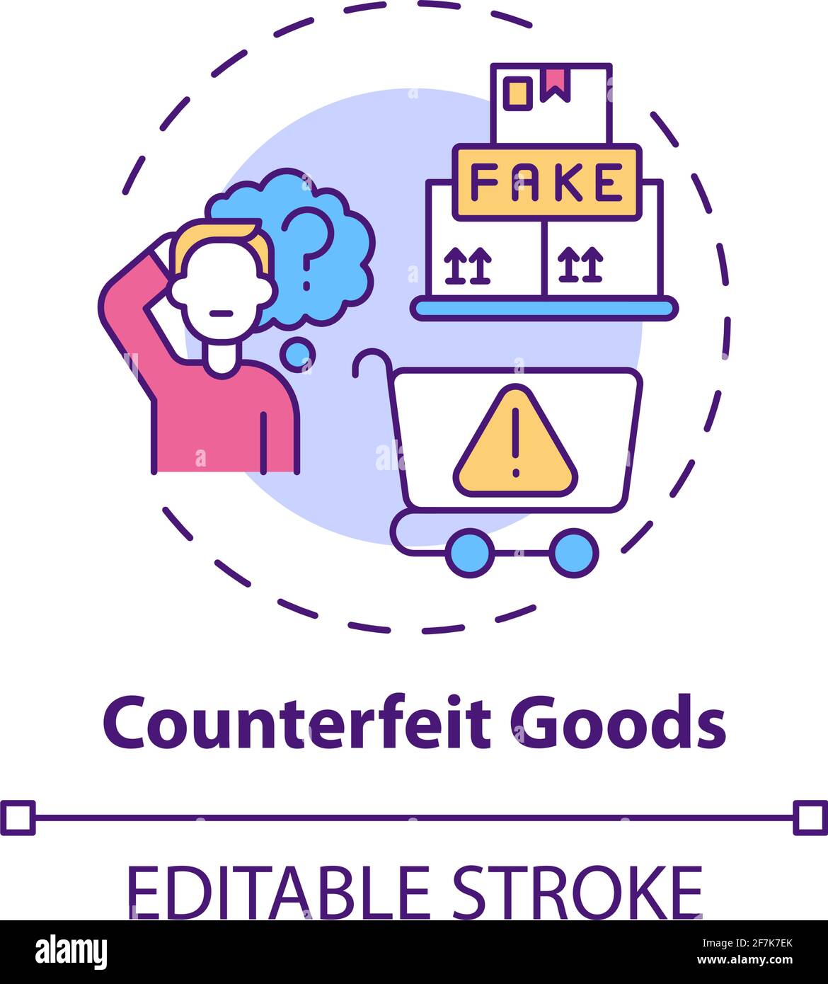 Counterfeit goods concept icon Stock Vector