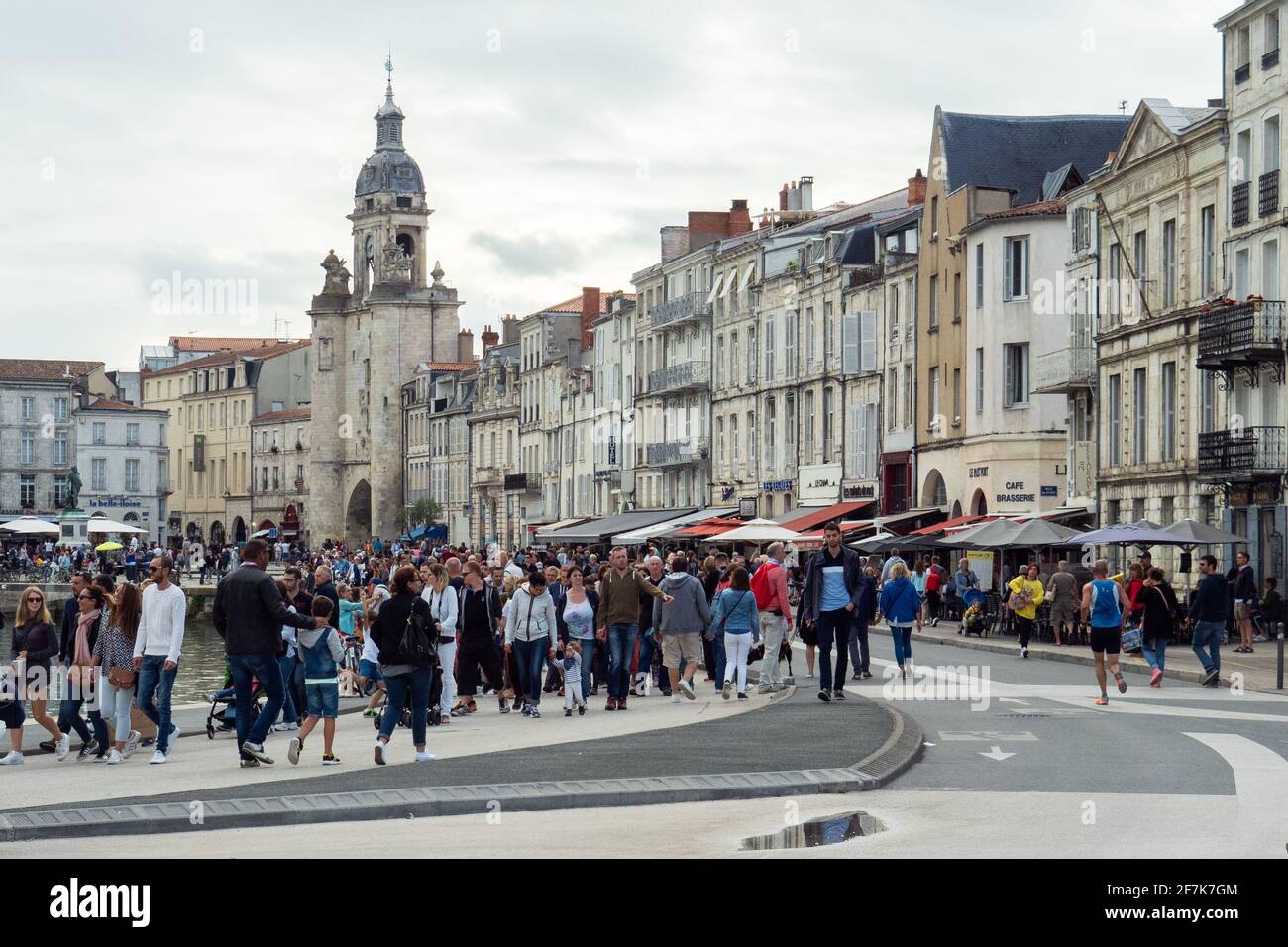 La Rochelle, France - August 25th 2018: Liveliness around the inner city harbour Stock Photo