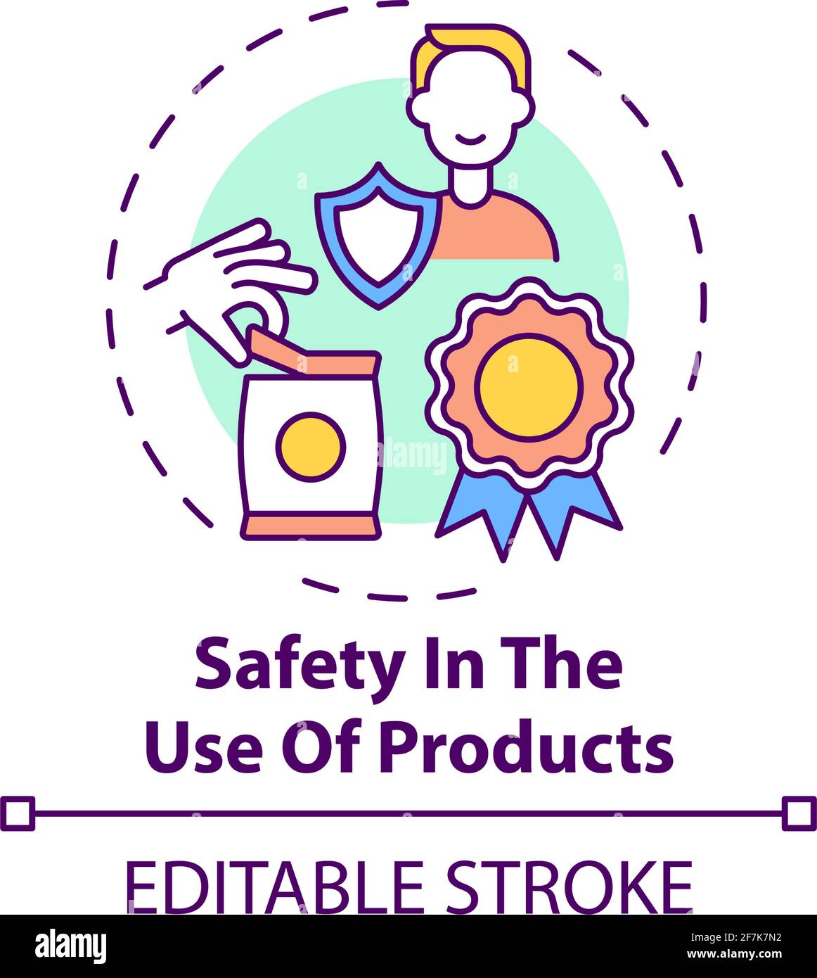 Safety in products use concept icon Stock Vector