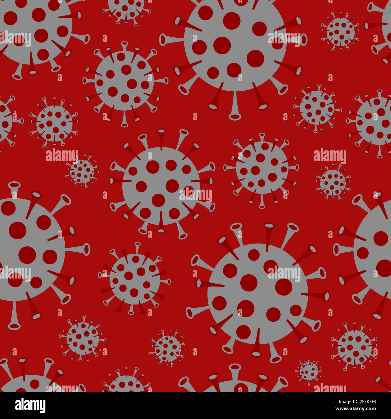 Coronavirus (Covid-19) seamless pattern on red background Stock Vector