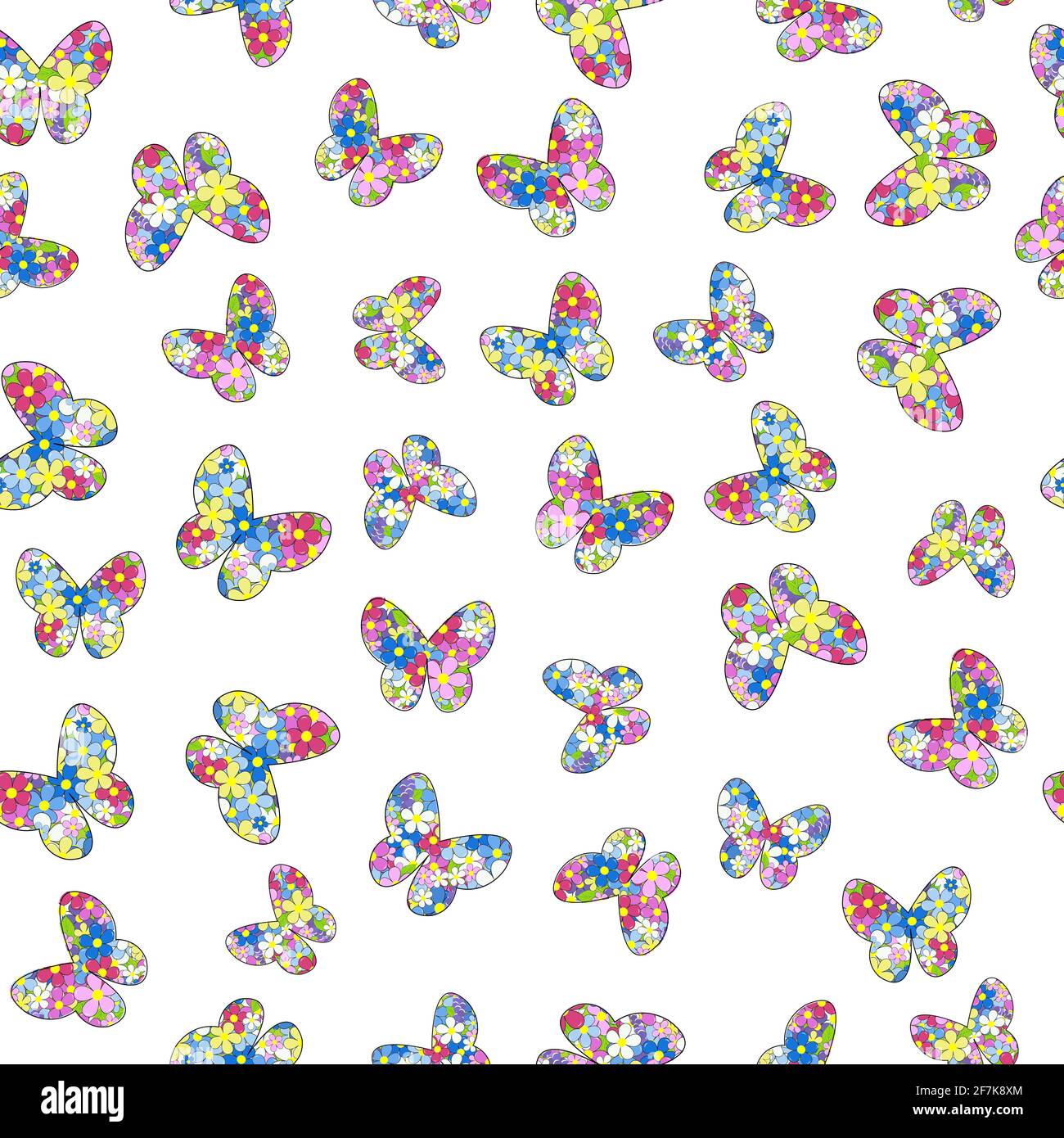 Floral patterned butterflies seamless pattern Stock Vector