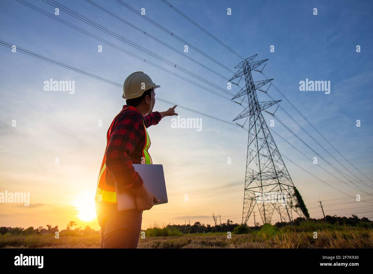 High voltage, construction electrical engineer or technician standing