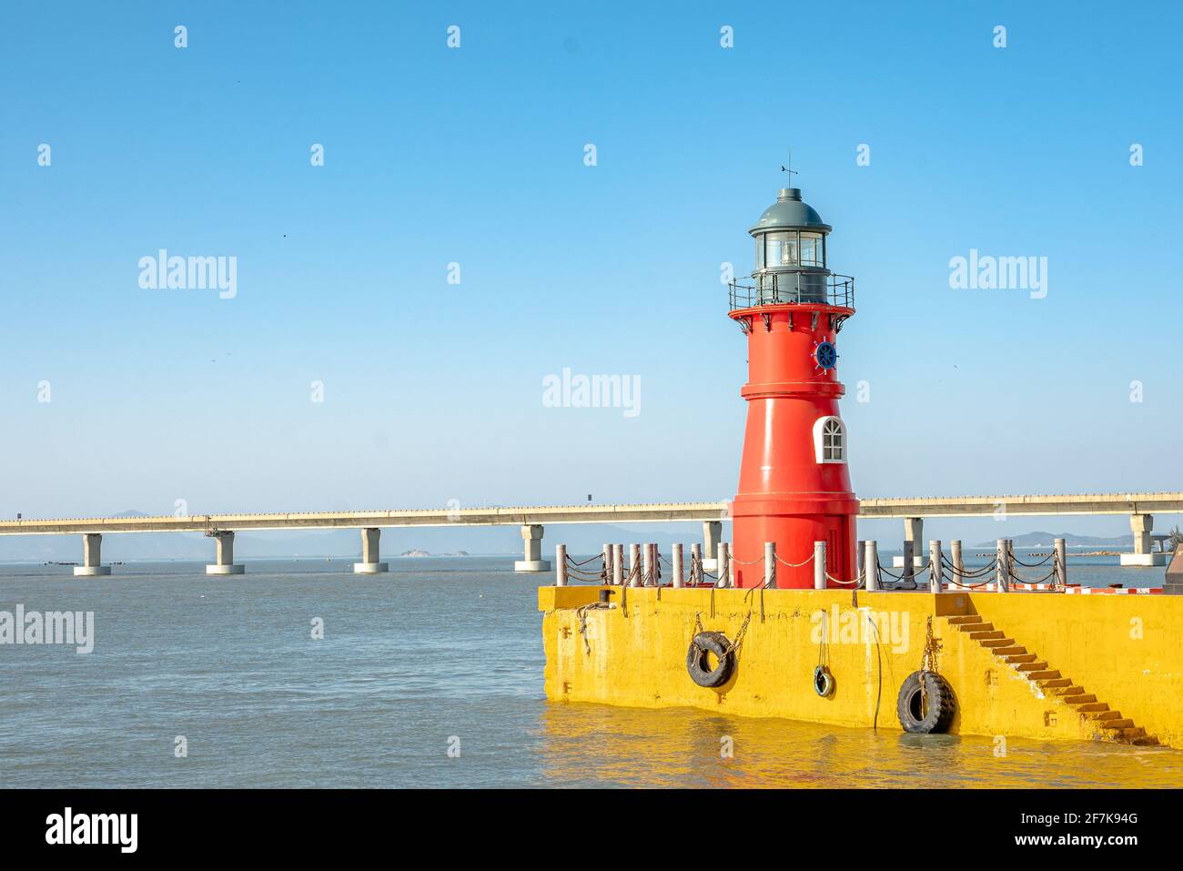 The lighthouse at the coast of Nan'ao island, in Guangdong province, China. Stock Photo